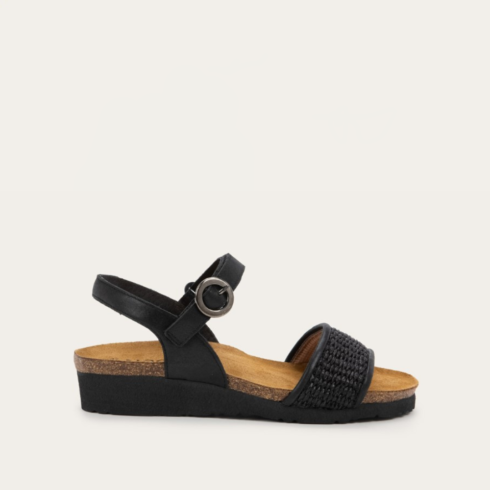 Shiny Black Leather/Black Raffia,35