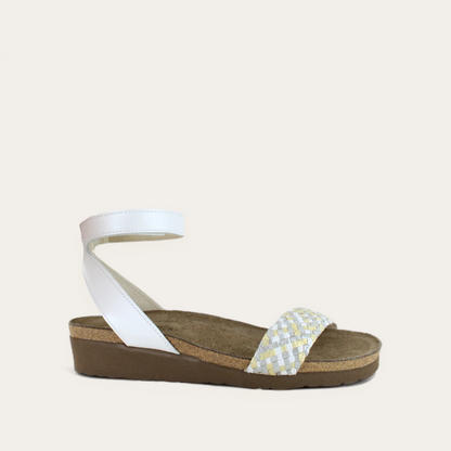 White Metallic Multi Braid/White Pearl Lthr,35