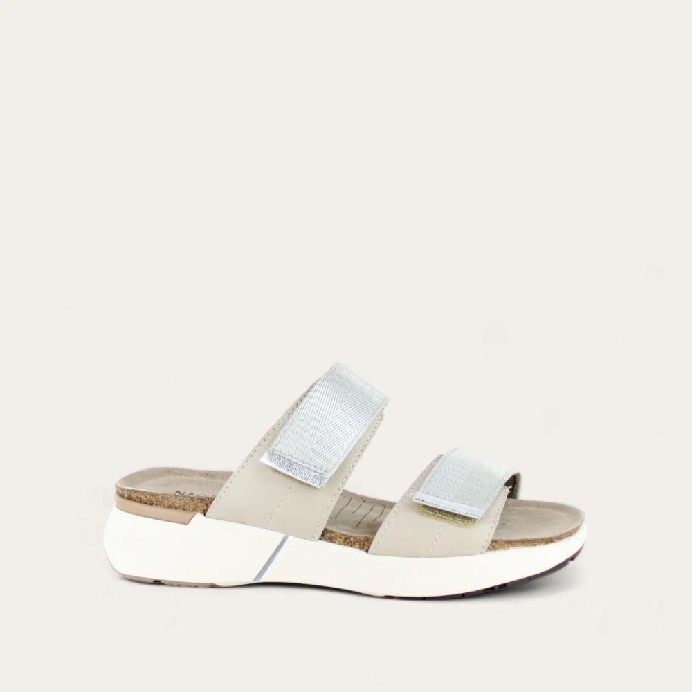 Soft Ivory Lthr/Soft Silver Lthr/Silver Gray Woven Strap,35