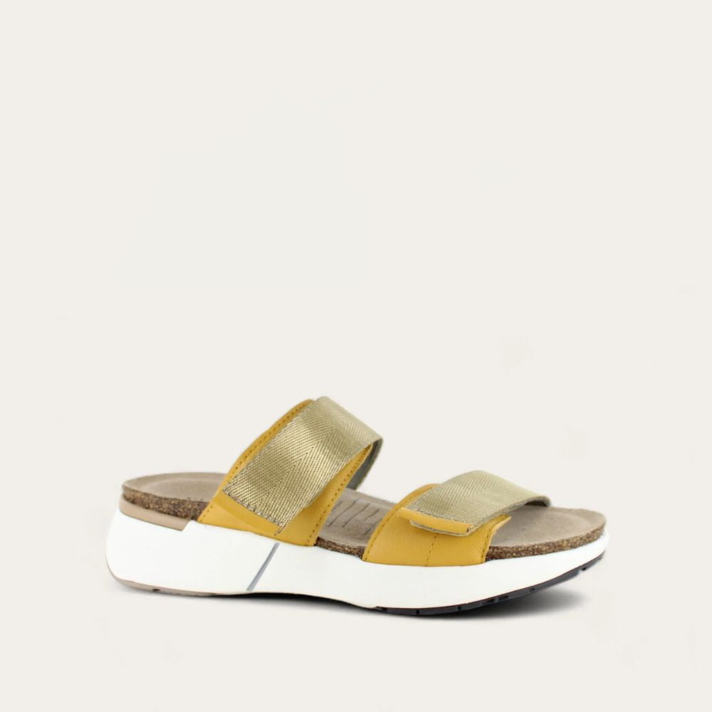 Marigold Lthr/Beige Woven Strap,35