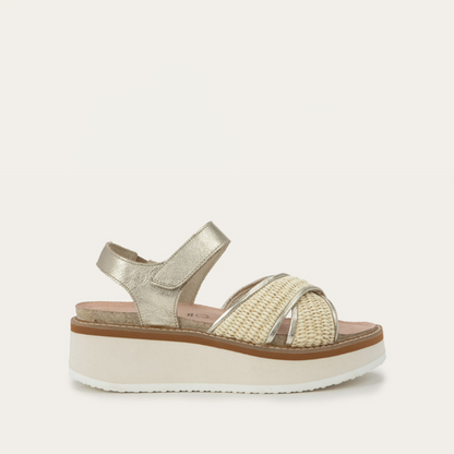 Radiant Gold Leather / Blonde Raffia,35